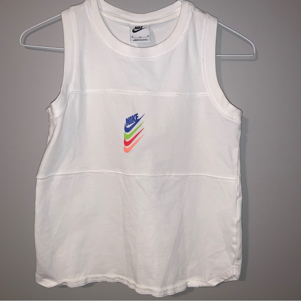 Nike White Tank Top with Multicolor Logo